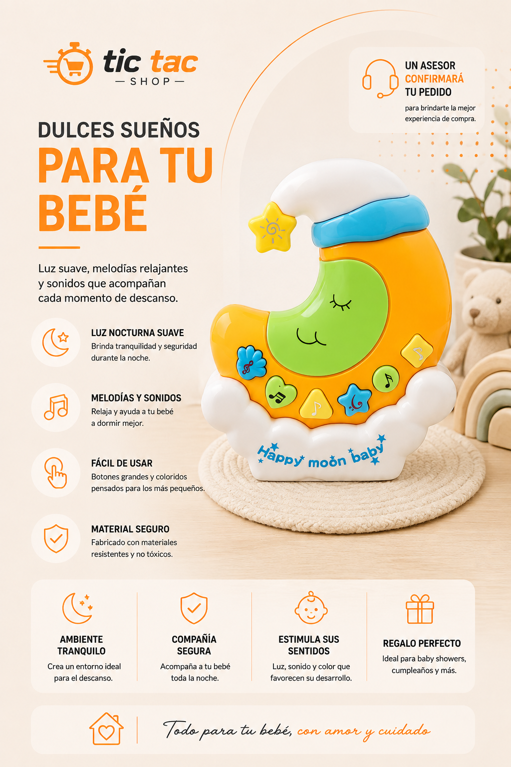 Luna Para Bebe Con Luces Y Música