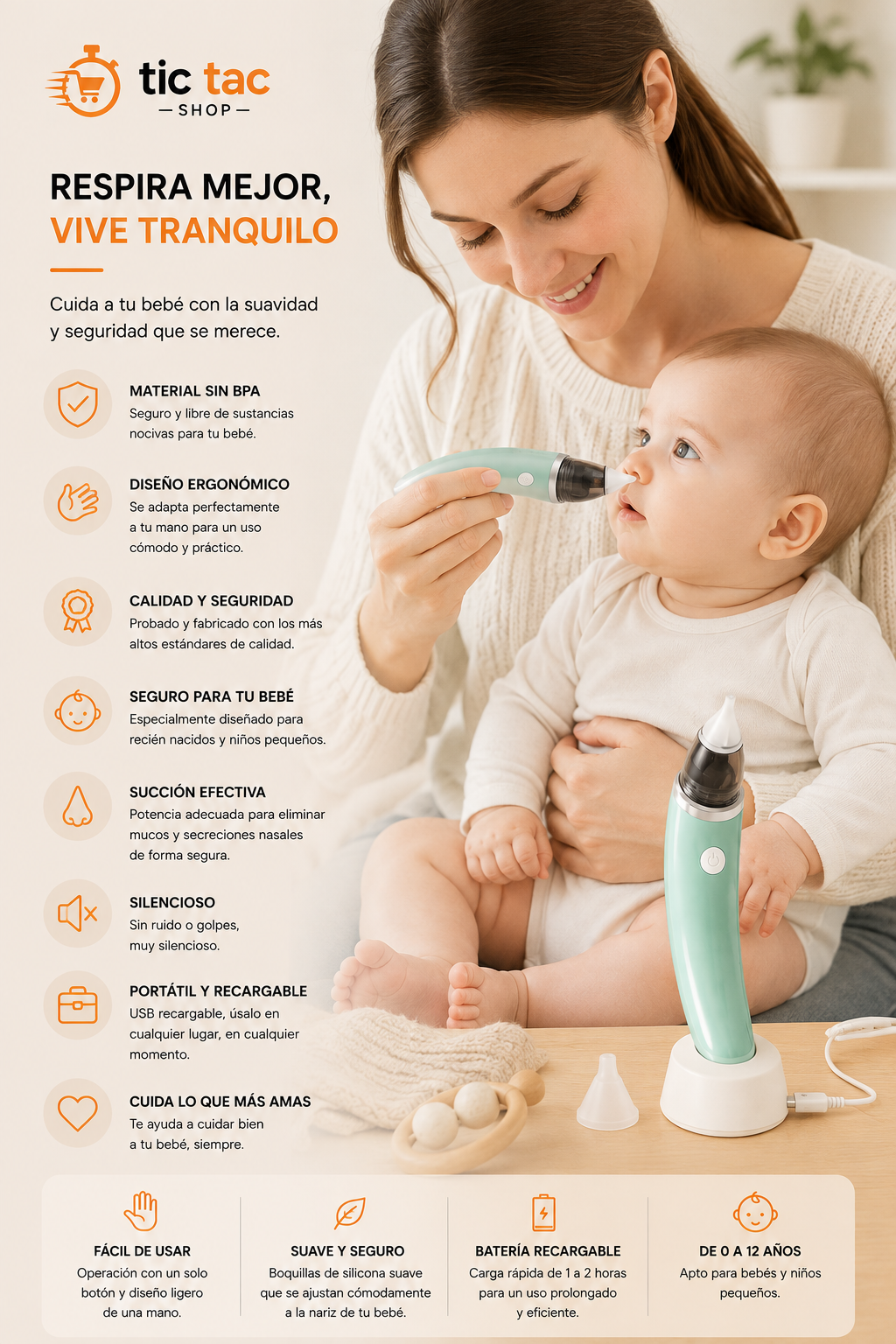 Aspirador nasal para bebé Extractor Moco
