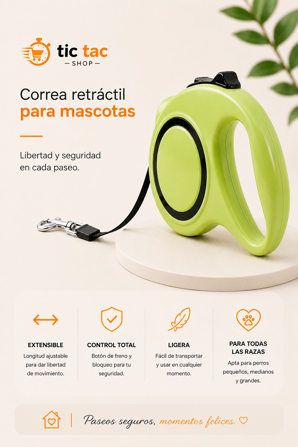 Correa Retractil para Mascotas
