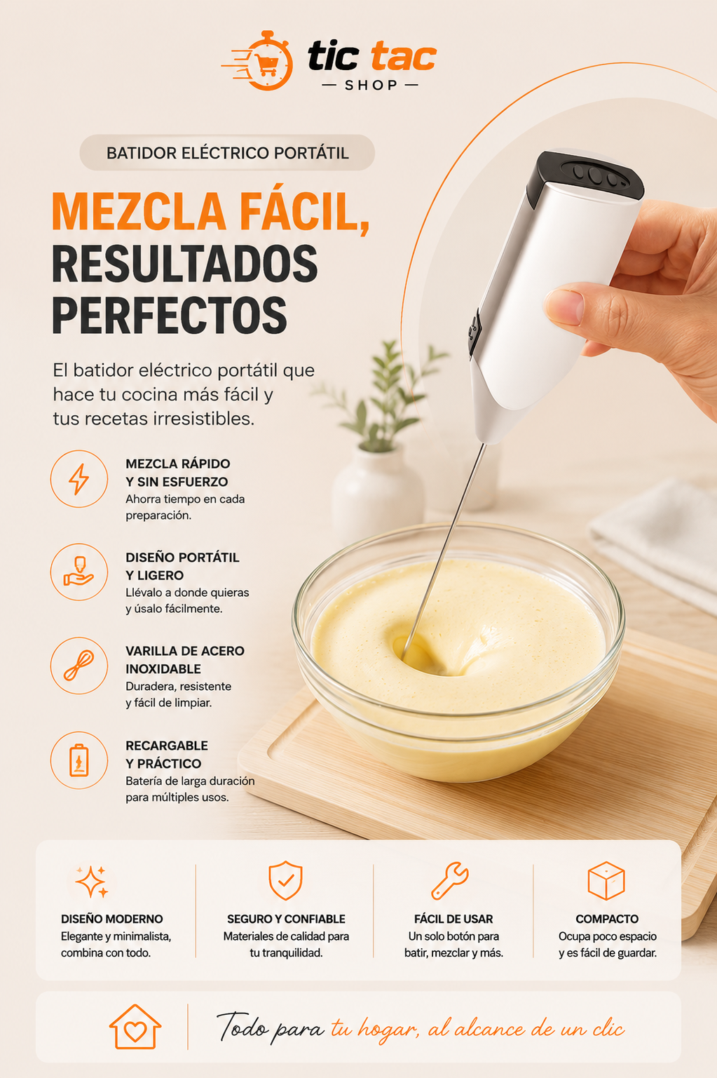Mini mezclador batidor eléctrico cocina