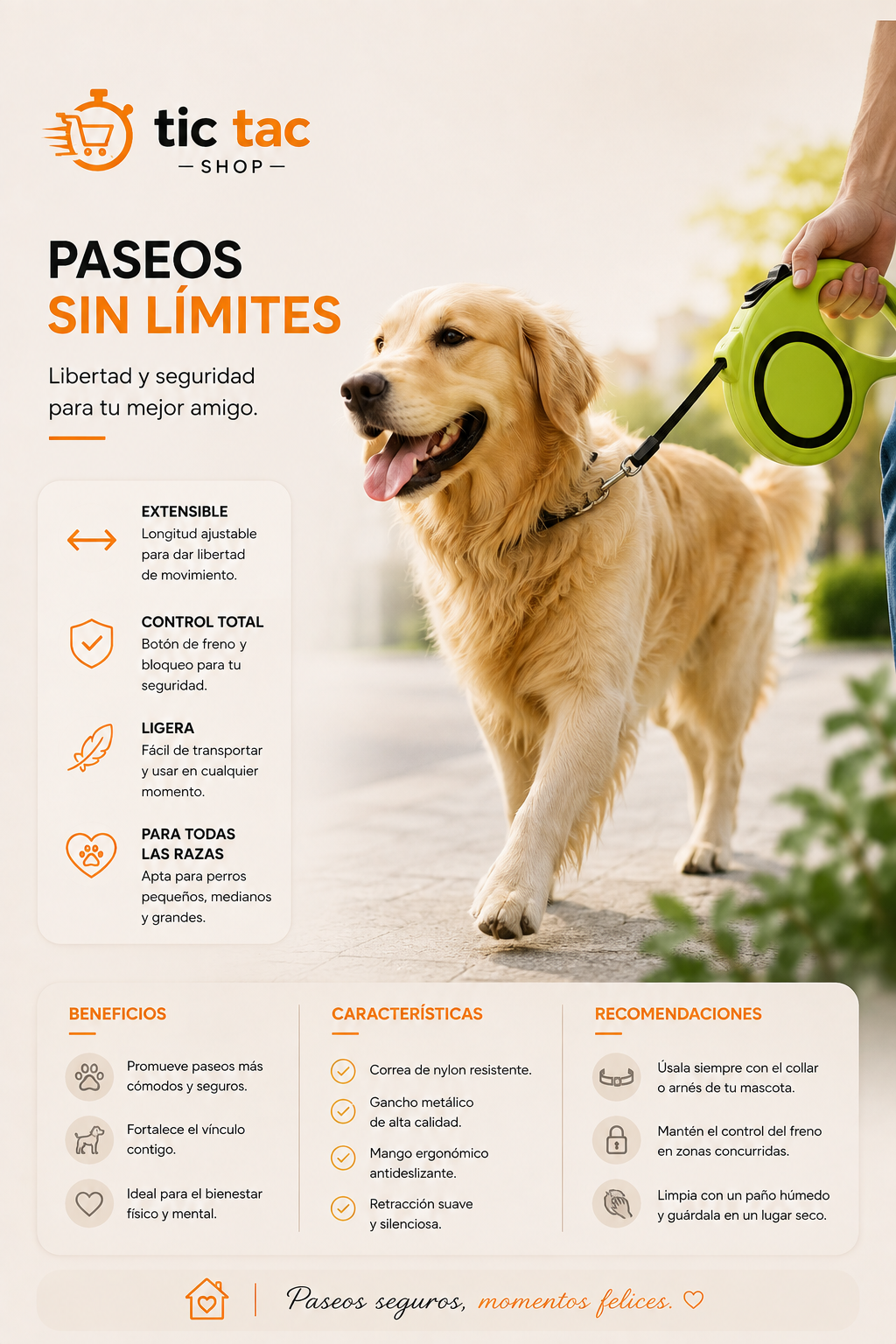 Correa Retractil para Mascotas